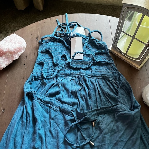 Simple Blue Sleeveless Dress with stretchy top - Picture 3 of 6